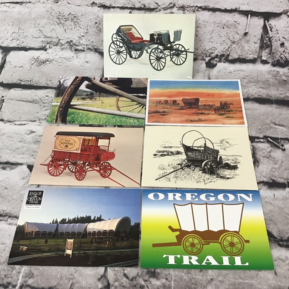 Vintage Postcards Oregon Trail Covered Wagons Pioneers Lot Of 7 Collectible